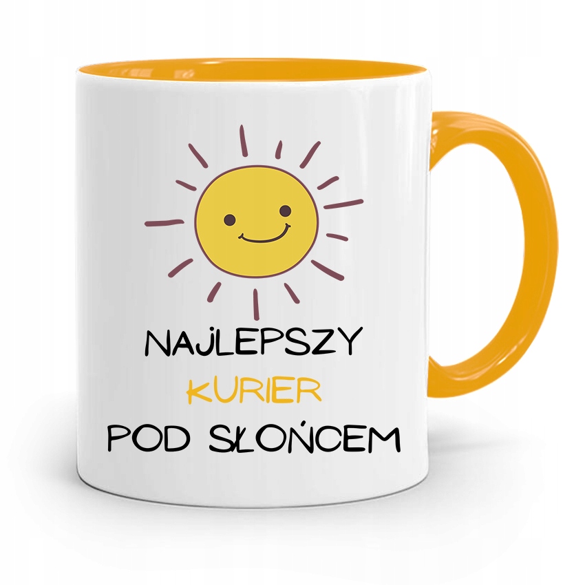 Kubek Żółty Dla Kuriera Najlepszy Pod Słońcem Z Nadrukiem Ze Zdjęciem