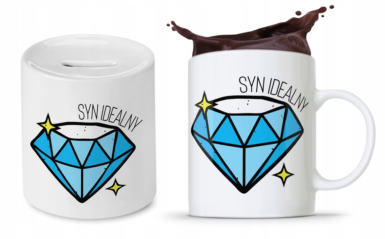 Zestaw Dla Syna Dziecka Prezent Kubek + Skarbonka Z Nadrukiem Ze Zdjęciem