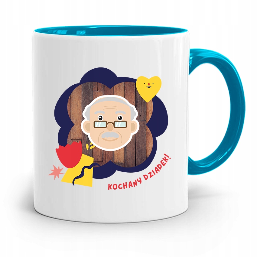 Kubek Błękitny Dzień Dziadka Kochany Dziadek! Z Nadrukiem Ze Zdjęciem