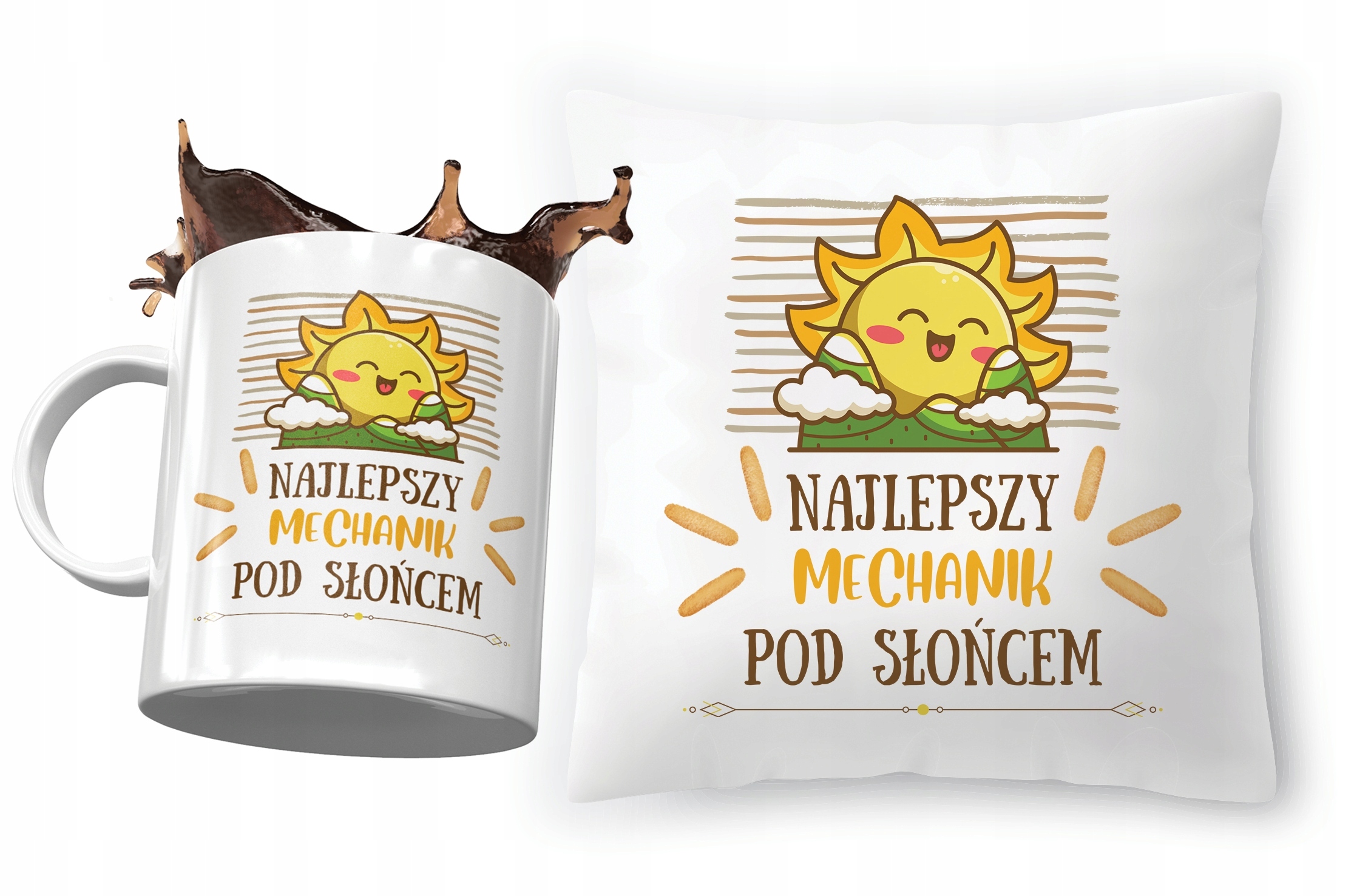 Dla Mechanika Zestaw Poduszka + Kubek Na Prezent Z Nadrukiem Ze Zdjęciem