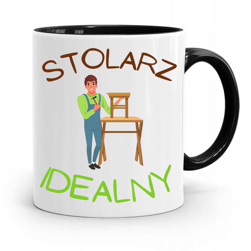 Kubek Czarny Prezent Dla Stolarza Stolarz Idealny Z Nadrukiem Ze Zdjęciem