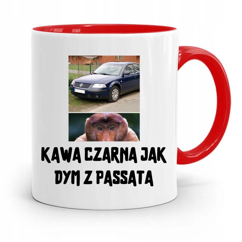 Kubek Czerwony Nosacz Janusz Kawa Czarna Jak Z Nadrukiem Ze Zdjęciem