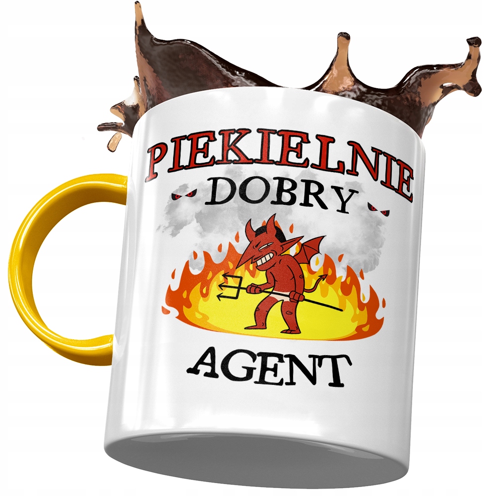 Kubek Żółty Dla Agenta Piekielnie Dobry Agent Z Nadrukiem Ze Zdjęciem