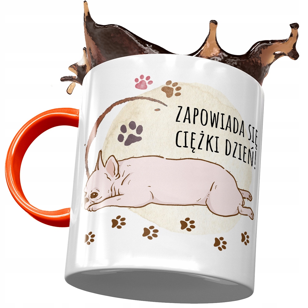 Kubek Pomarańczowy Z Pieskiem Psem Słodki Prezent Z Nadrukiem Ze Zdjęciem