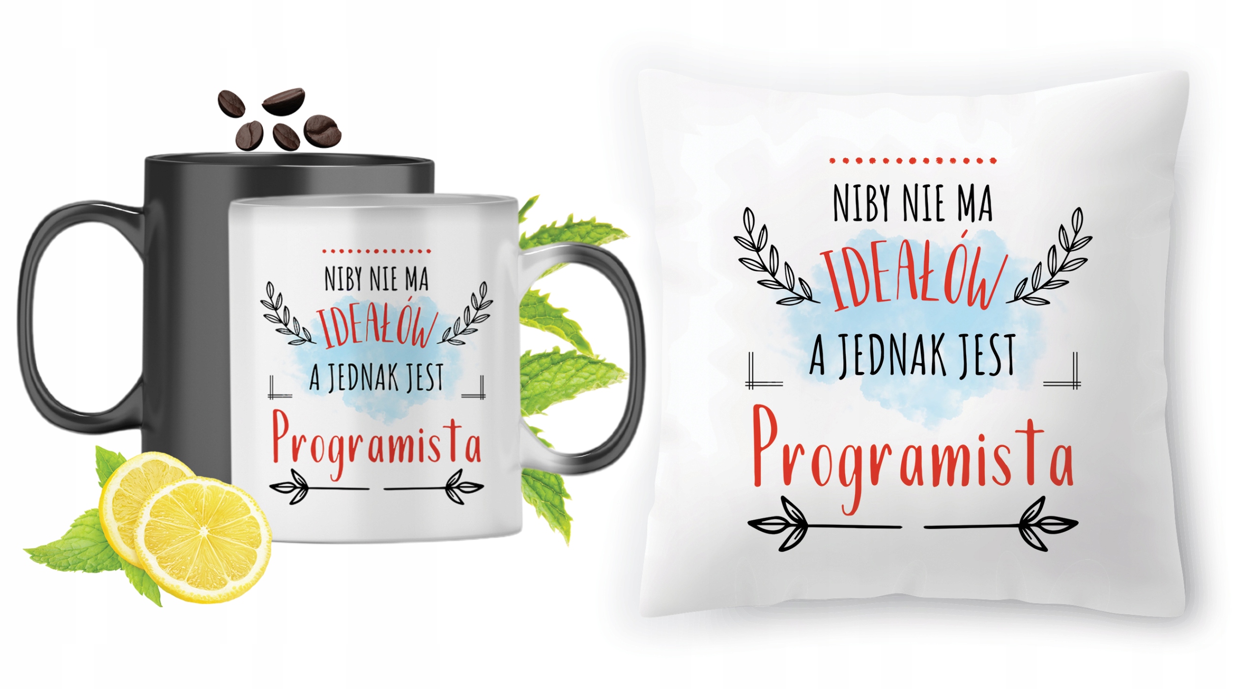 Dla Programisty Zestaw Kubek Magiczny + Poduszka Z Nadrukiem Ze Zdjęciem