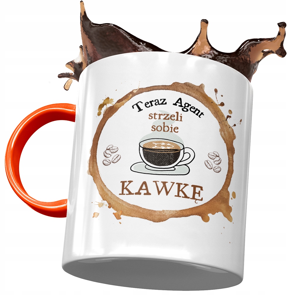 Kubek Pomarańczowy Dla Agenta Strzeli Sobie Kawkę Z Nadrukiem Ze Zdjęciem