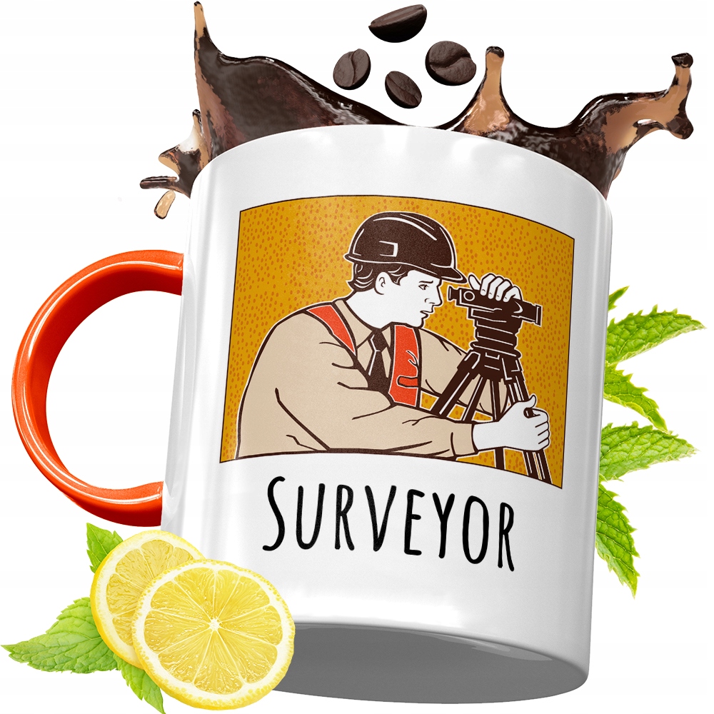 Kubek Pomarańczowy Dla Geodety Prezent Z Nadrukiem Ze Zdjęciem