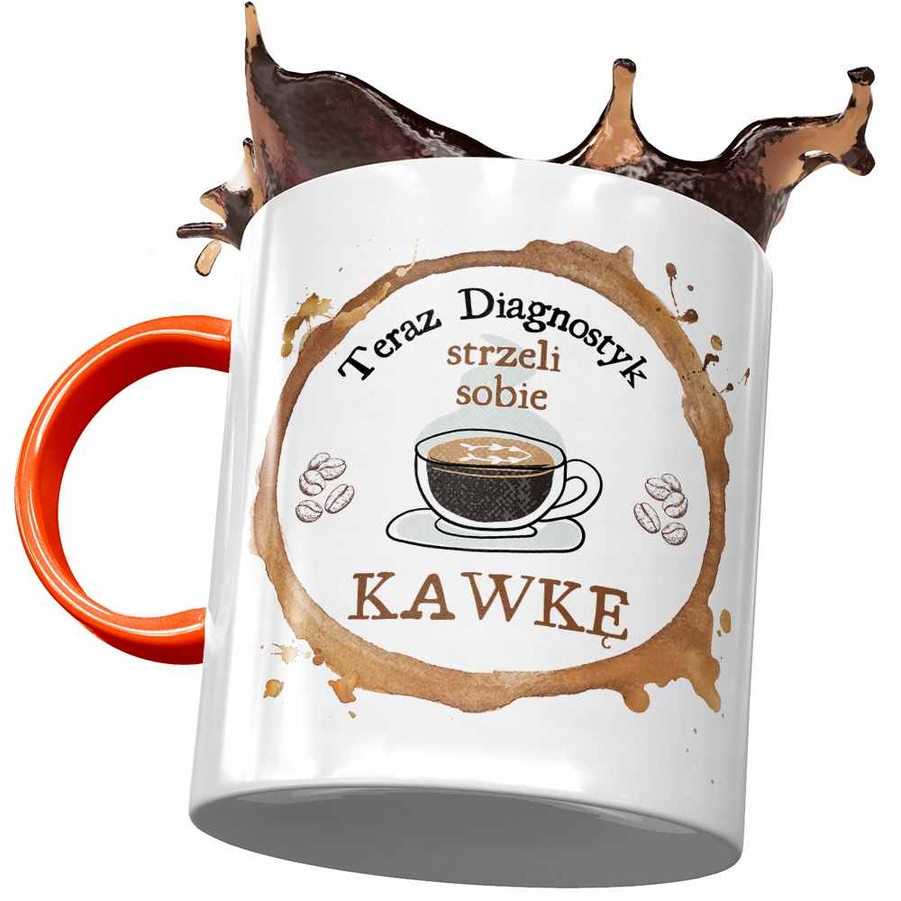 Kubek Pomarańczowy Dla Diagnostyka Strzeli Kawkę Z Nadrukiem Ze Zdjęciem