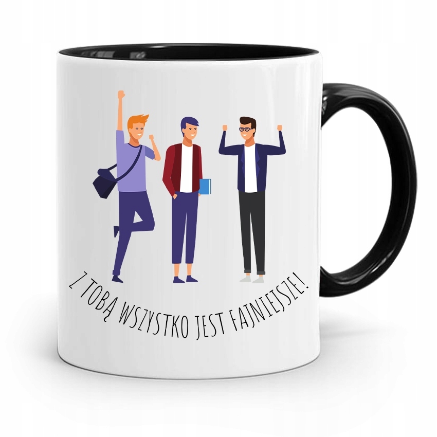 Kubek Czarny Dla Przyjaciela Wszystko Fajniejsze Z Nadrukiem Ze Zdjęciem