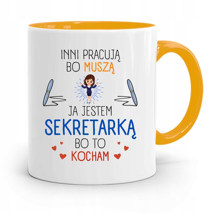 Kubek Żółty Prezent Dla Sekretarki Ja Jestem Z Nadrukiem Ze Zdjęciem