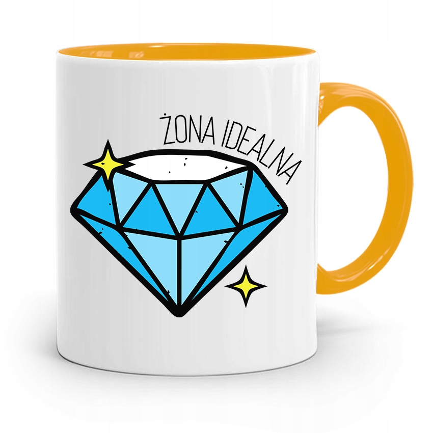 Kubek Żółty Dla Dziewczyny Panny Żona Idealna Z Nadrukiem Ze Zdjęciem