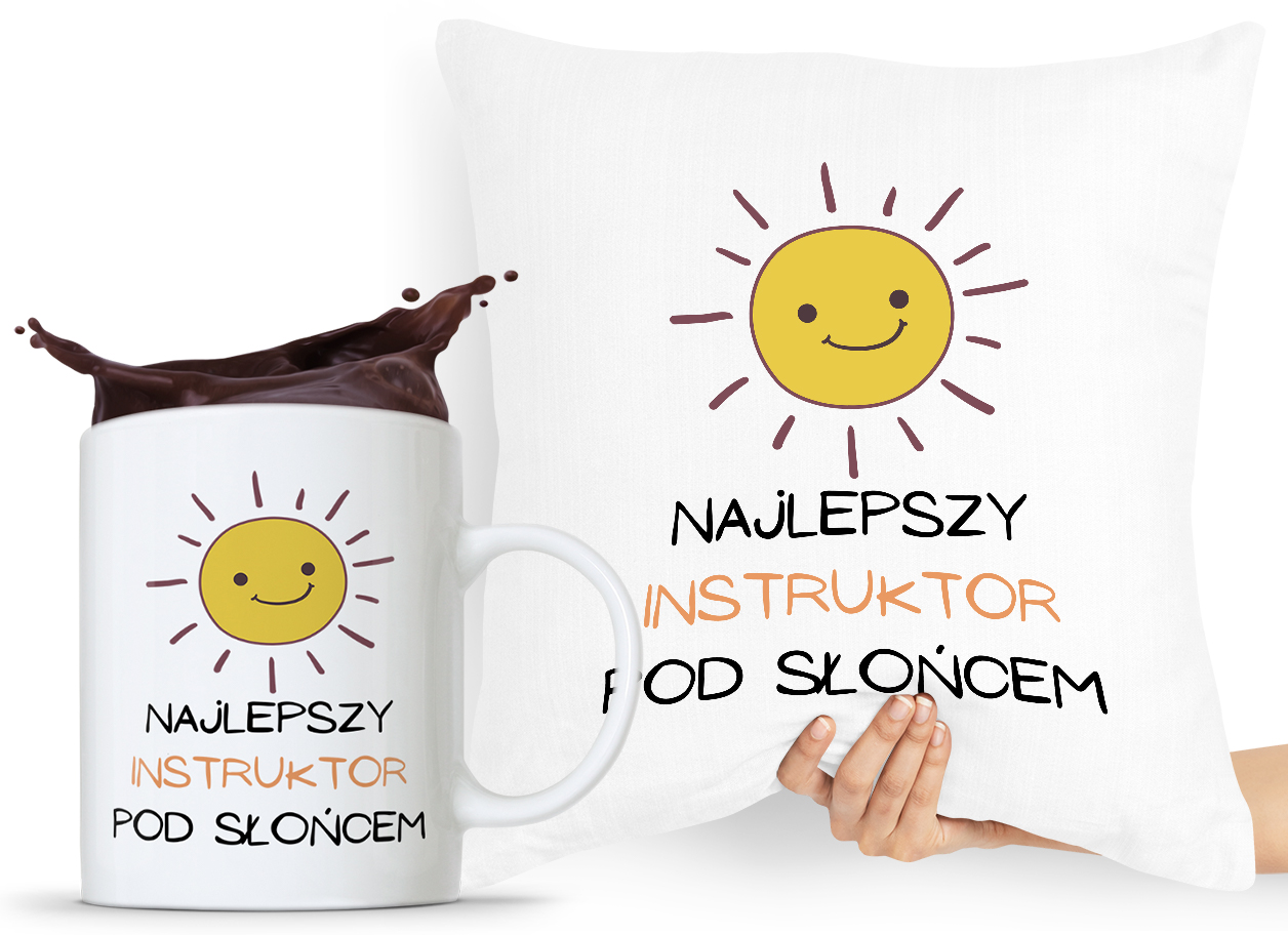 Dla Instruktora Zestaw Poduszka + Kubek Prezent Z Nadrukiem Ze Zdjęciem