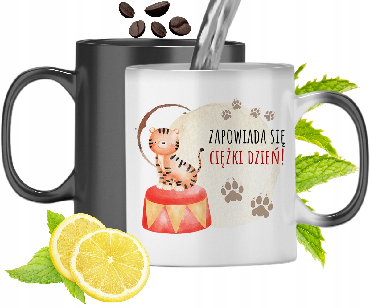 Kubek Magiczny Z Tygryskiem Zmieniający Kolor Z Nadrukiem Ze Zdjęciem