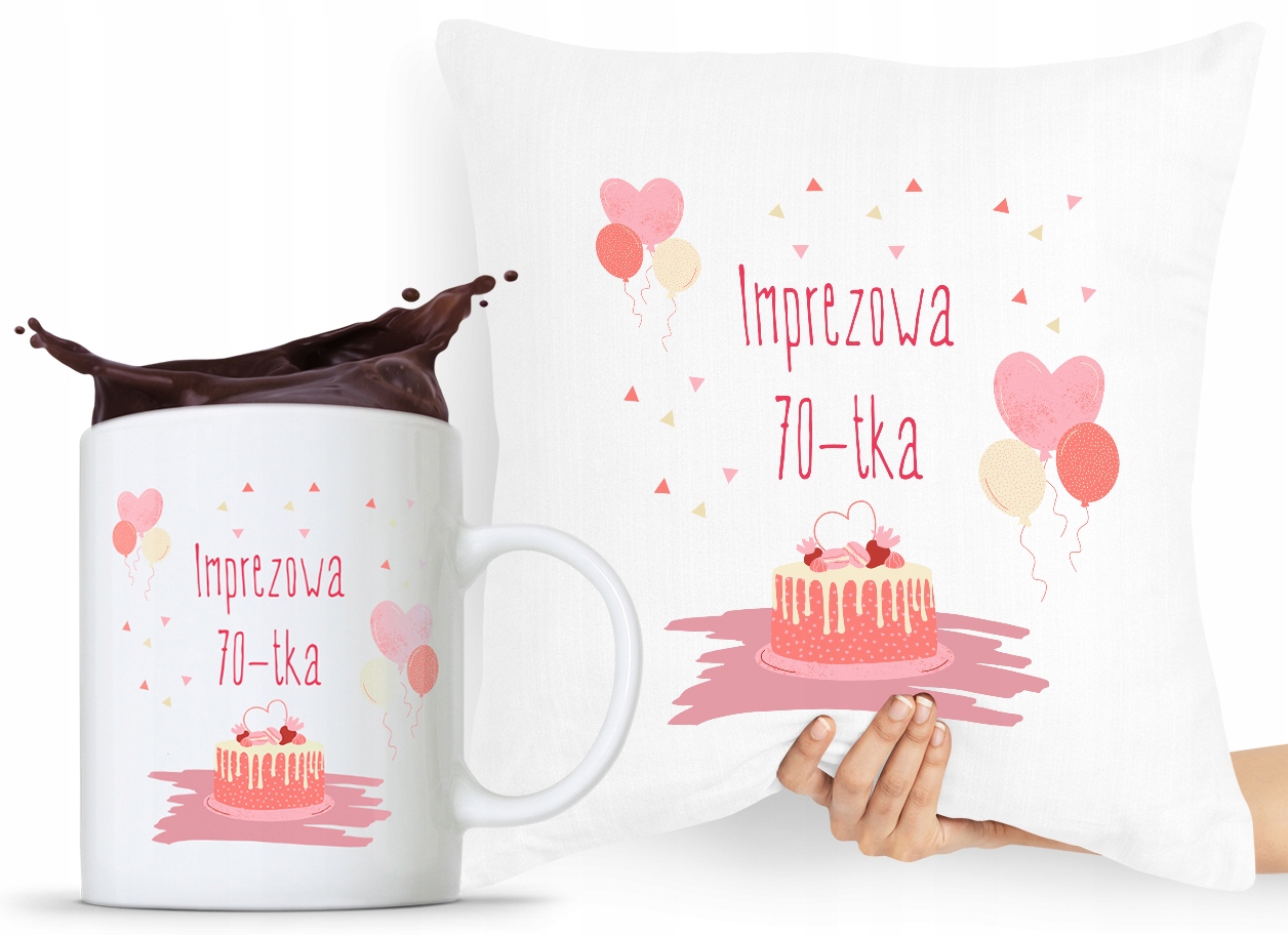 Zestaw Poduszka + Kubek Na Urodziny 70 70Te 70-Te Z Nadrukiem Ze Zdjęciem
