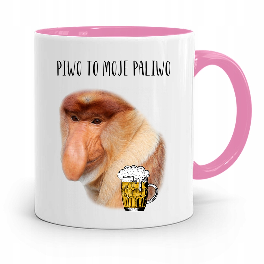 Kubek Różowy Nosacz Janusz Piwo To Moje Paliwo Z Nadrukiem Ze Zdjęciem