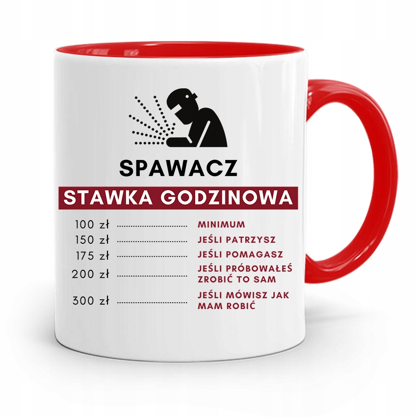Kubek Czerwony Prezent Sprawacza Stawka Godzinowa Z Nadrukiem Ze Zdjęciem