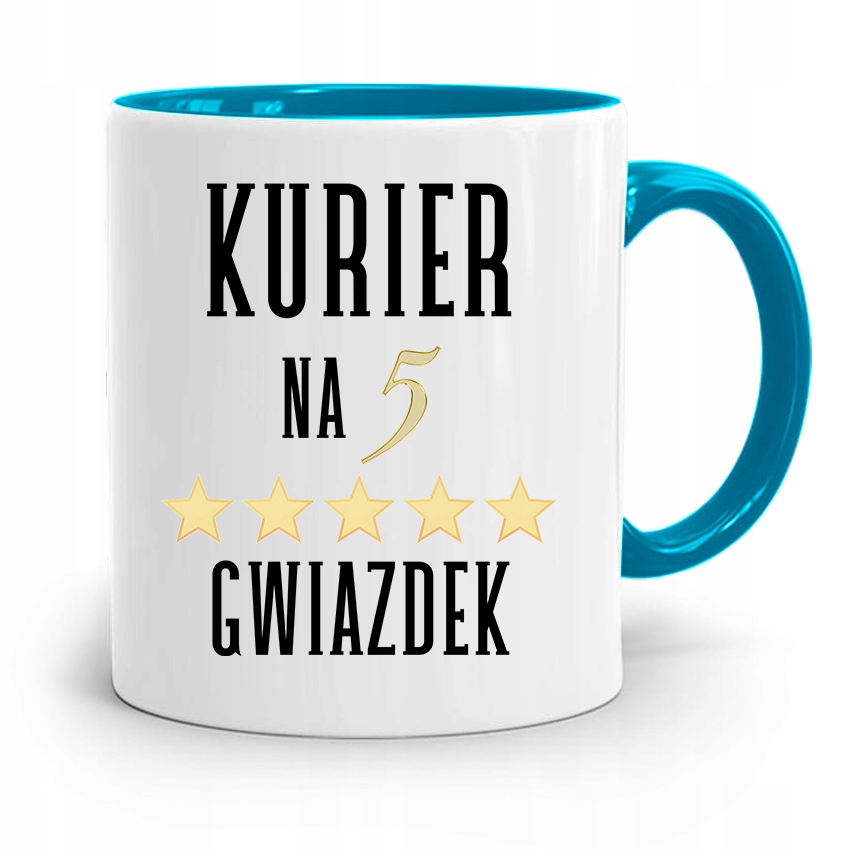 Kubek Błękitny Dla Kuriera Na Pięć Gwiazdek Z Nadrukiem Ze Zdjęciem