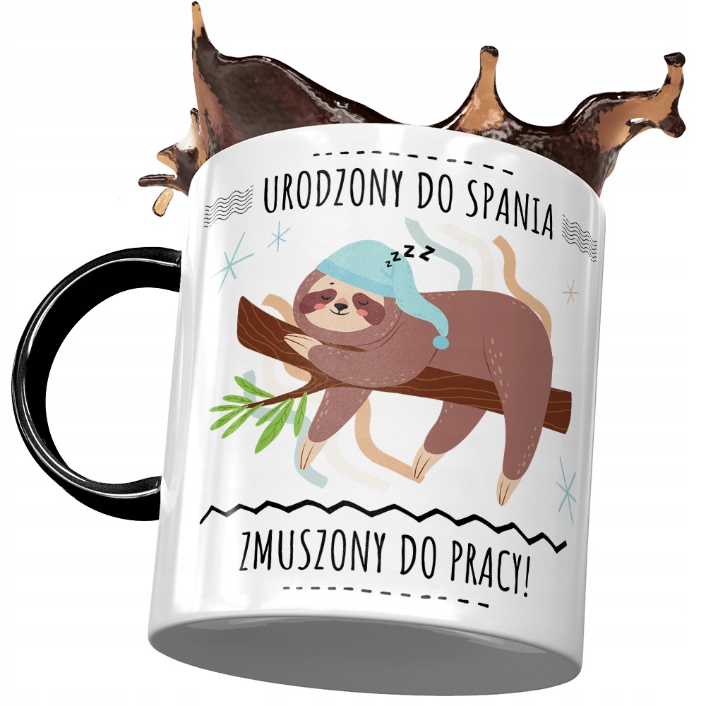 Kubek Czarny Śmieszny Urodzony Do Spania Prezent Z Nadrukiem Ze Zdjęciem