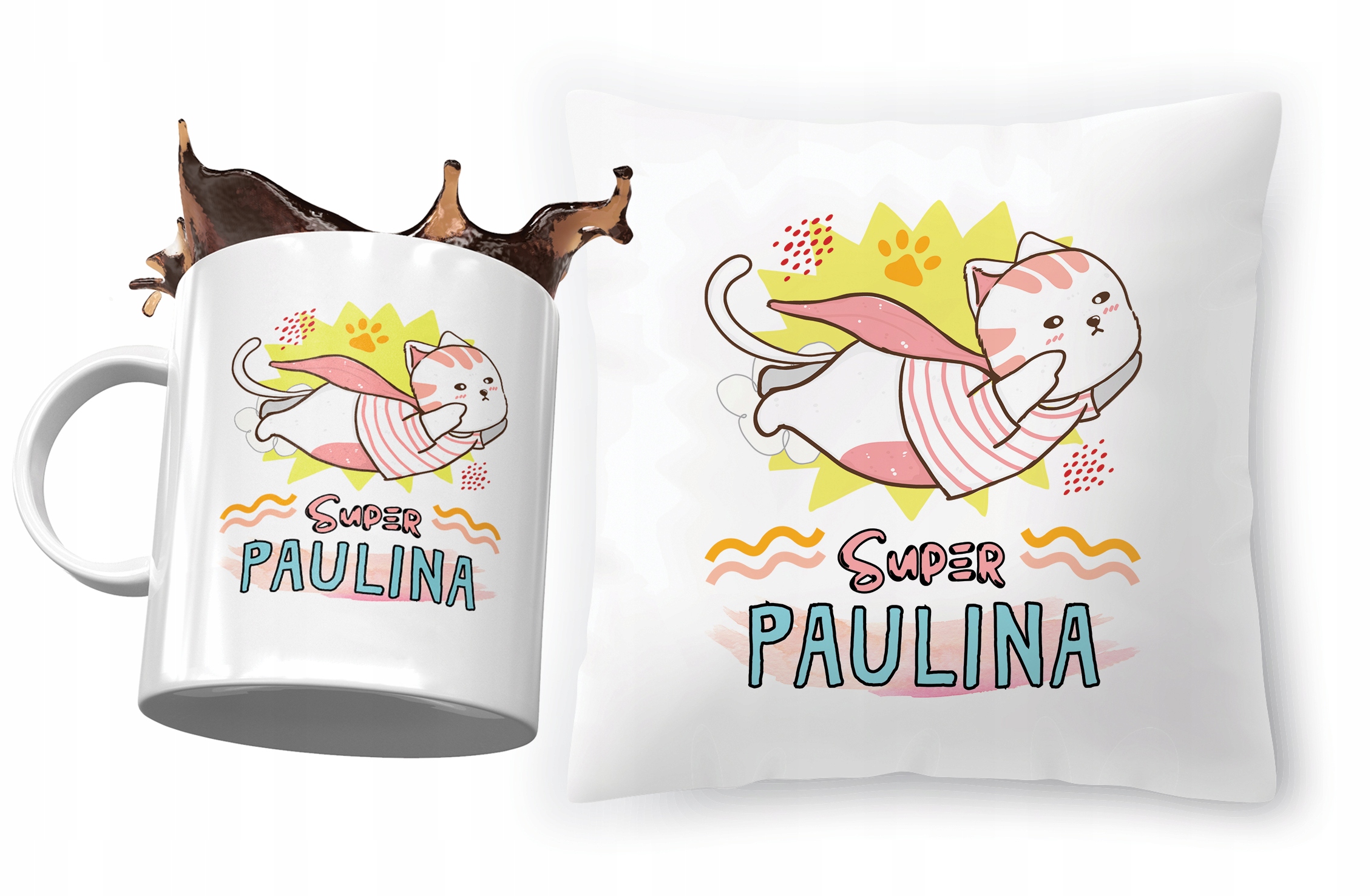 Zestaw Dla Pauliny Poduszka + Kubek Dla Dziecka Z Nadrukiem Ze Zdjęciem