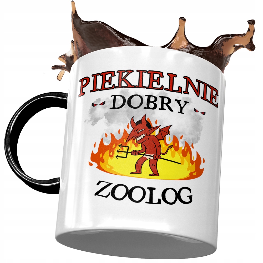 Kubek Czarny Dla Zoologa Piekielnie Dobry Zoolog Z Nadrukiem Ze Zdjęciem