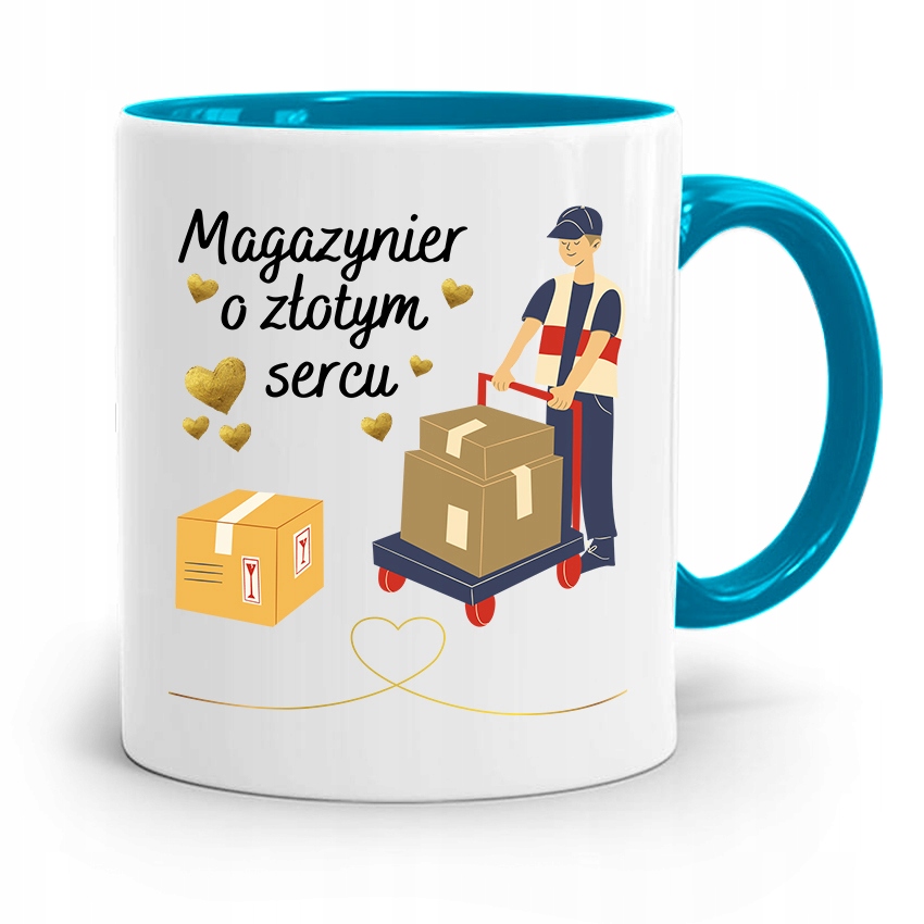 Kubek Błękitny Dla Magazyniera O Złotym Sercu Z Nadrukiem Ze Zdjęciem