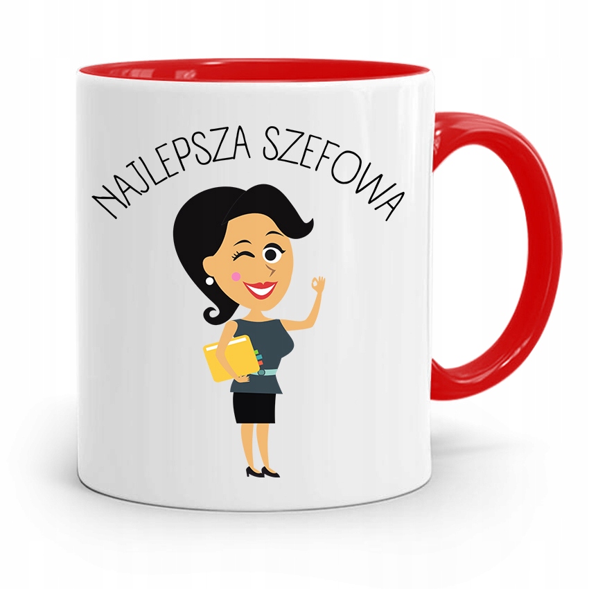 Kubek Czerwony Dla Szefowej Najlepsza Szefowa Z Nadrukiem Ze Zdjęciem