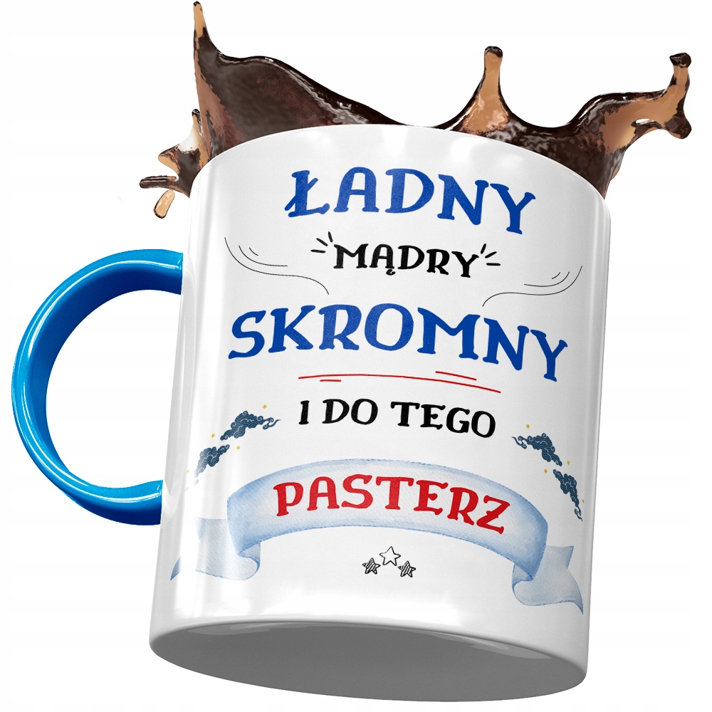 Kubek Błękitny Dla Pasterza Ładny Mądry Skromny Z Nadrukiem Ze Zdjęciem