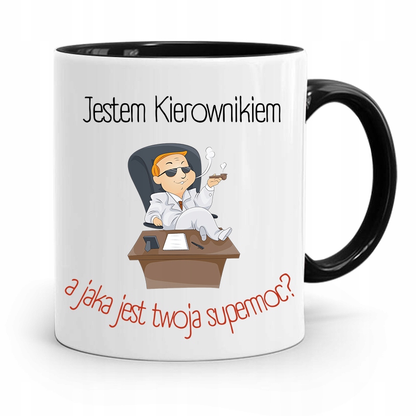 Kubek Czarny Dla Kierownika Jestem Kierownikiem Z Nadrukiem Ze Zdjęciem