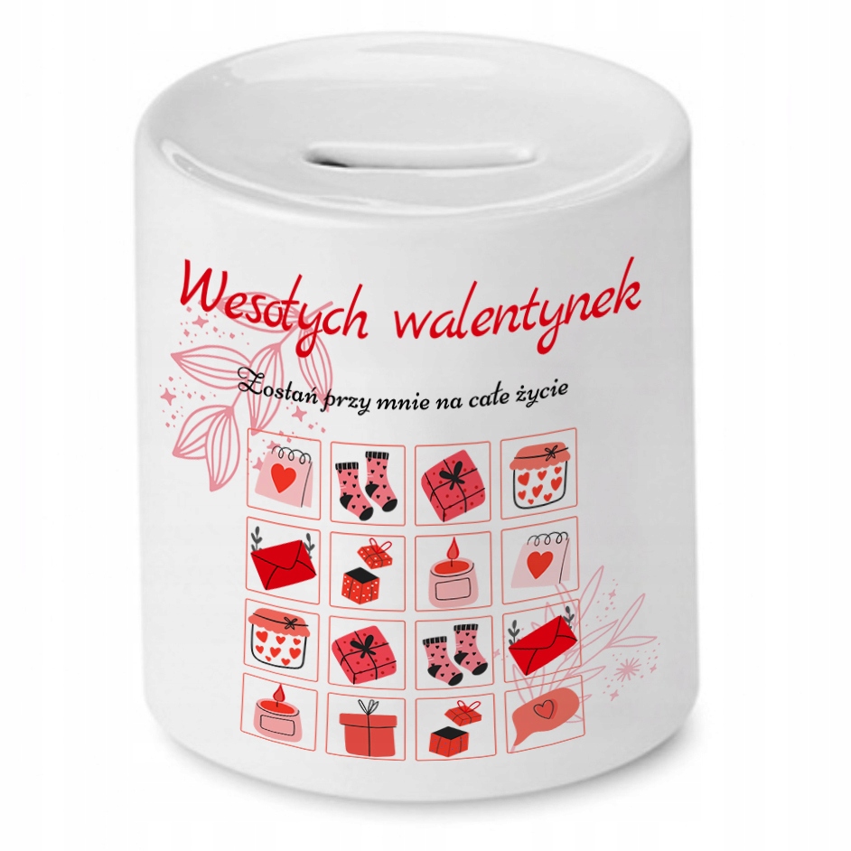 Skarbonka Prezent Walentynki Wesołych Walentynek Z Nadrukiem Ze Zdjęciem