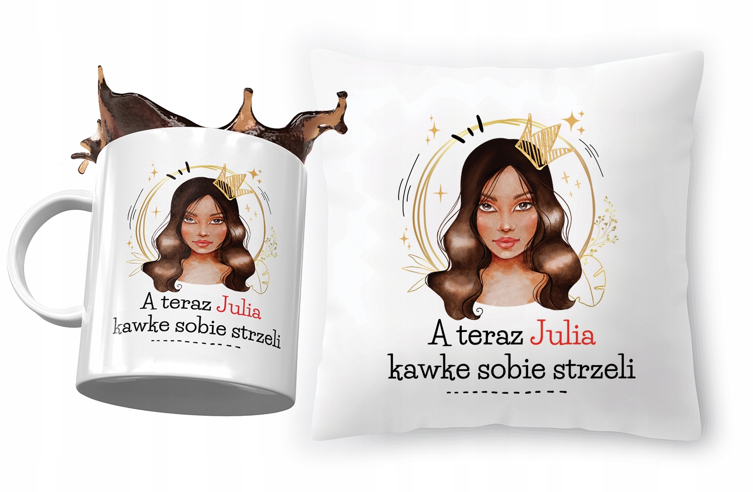Zestaw Dla Juli Poduszka + Kubek Na Prezent Z Nadrukiem Ze Zdjęciem