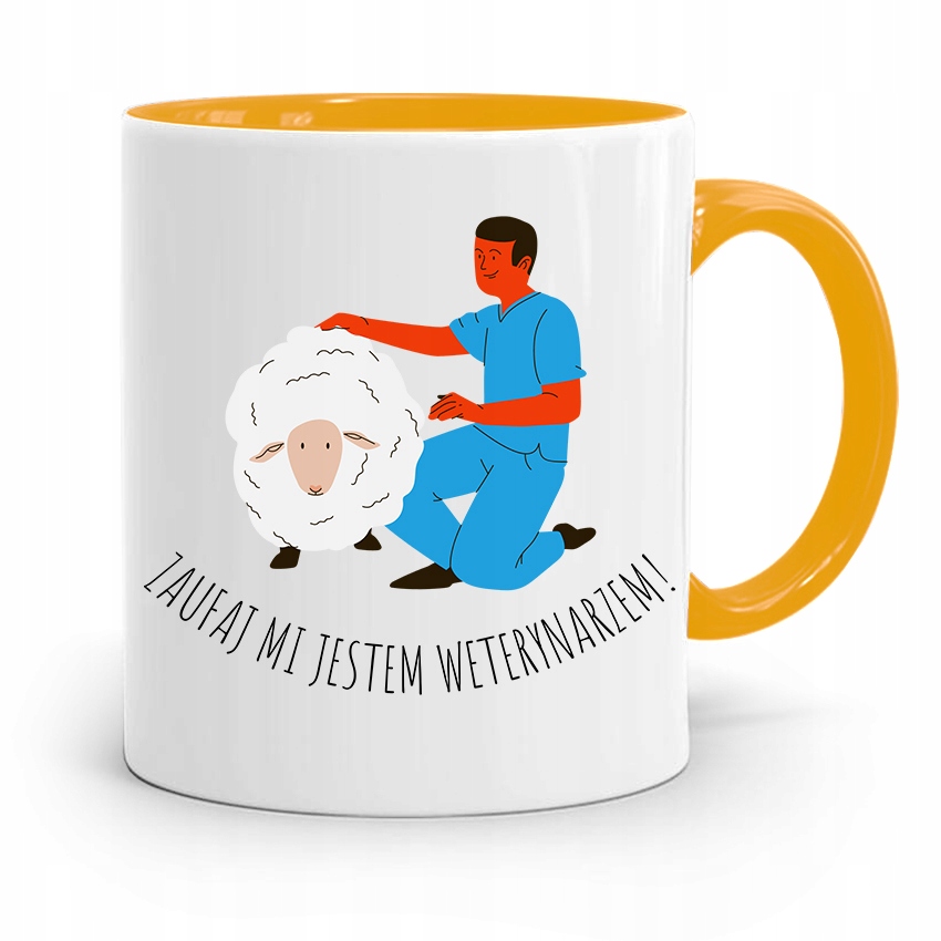 Kubek Żółty Weterynarza Zaufaj Mi! Prezent Z Nadrukiem Ze Zdjęciem