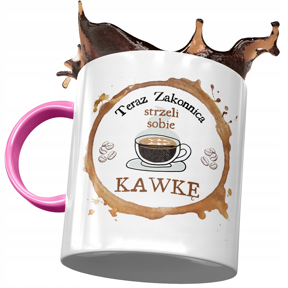 Kubek Różowy Dla Zakonnicy Strzeli Sobie Kawkę Z Nadrukiem Ze Zdjęciem