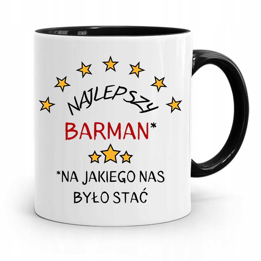 Kubek Czarny Barmana Najlepszy Barman Prezent Z Nadrukiem Ze Zdjęciem