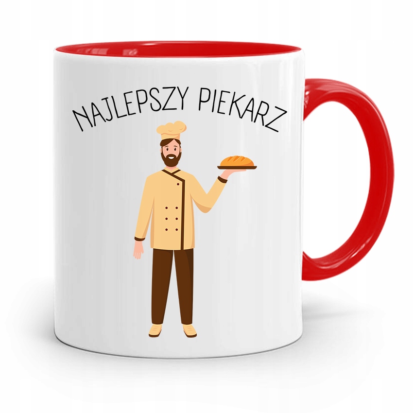 Kubek Czerwony Dla Piekarza Najlepszy Piekarz Z Nadrukiem Ze Zdjęciem