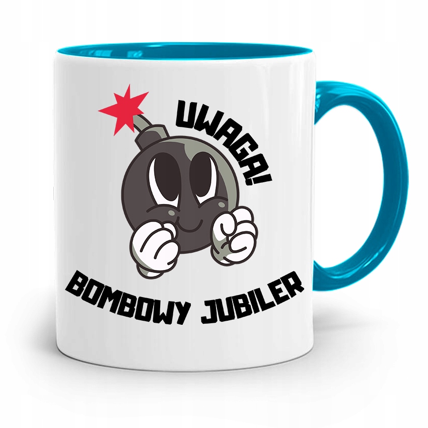 Dla Jubilera Kubek Błękitny Bombowy Jubiler Z Nadrukiem Ze Zdjęciem