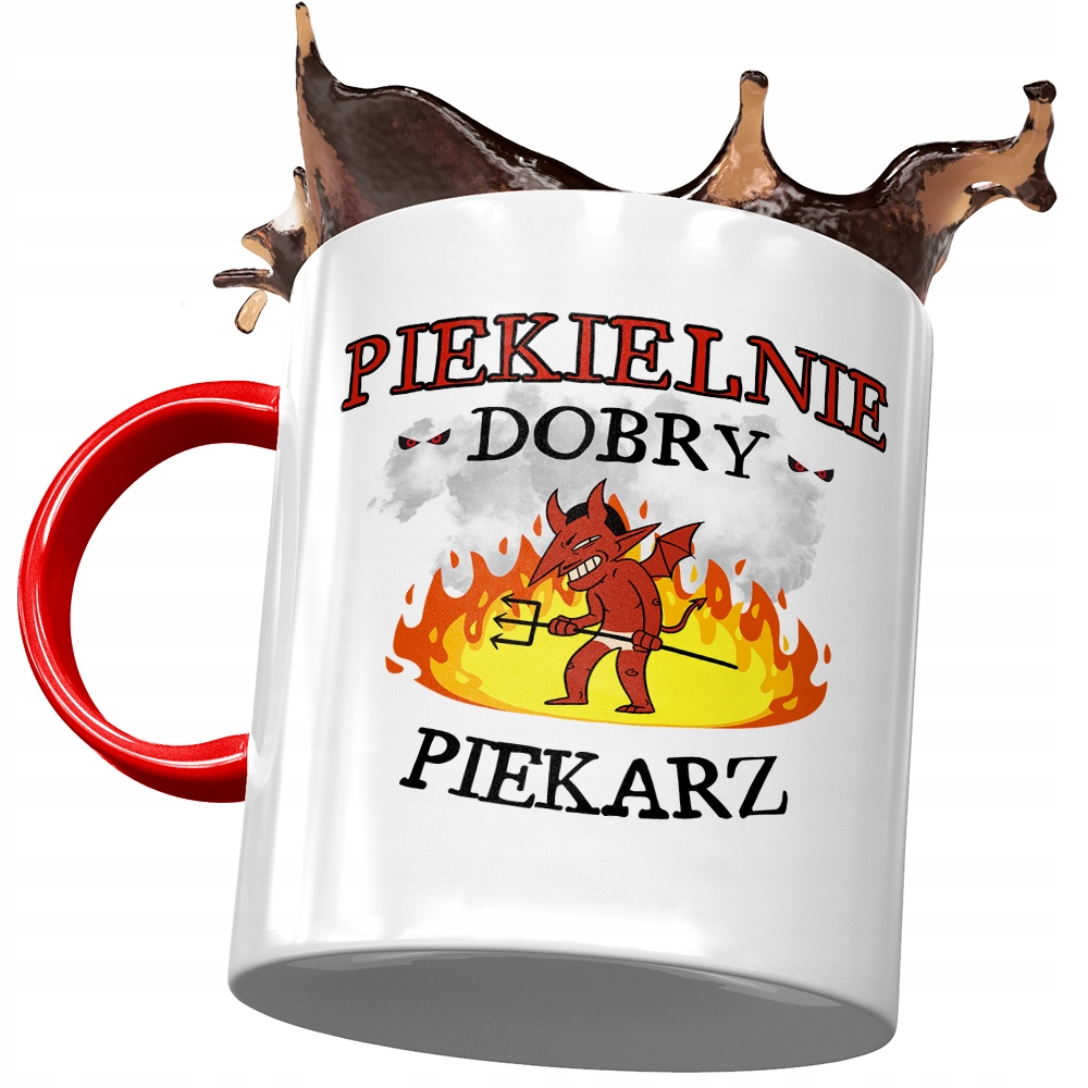 Kubek Czerwony Dla Piekarza Piekielnie Dobry Z Nadrukiem Ze Zdjęciem