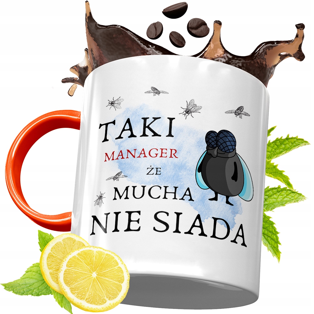 Kubek Pomarańczowy Dla Managera Prezent Z Nadrukiem Ze Zdjęciem