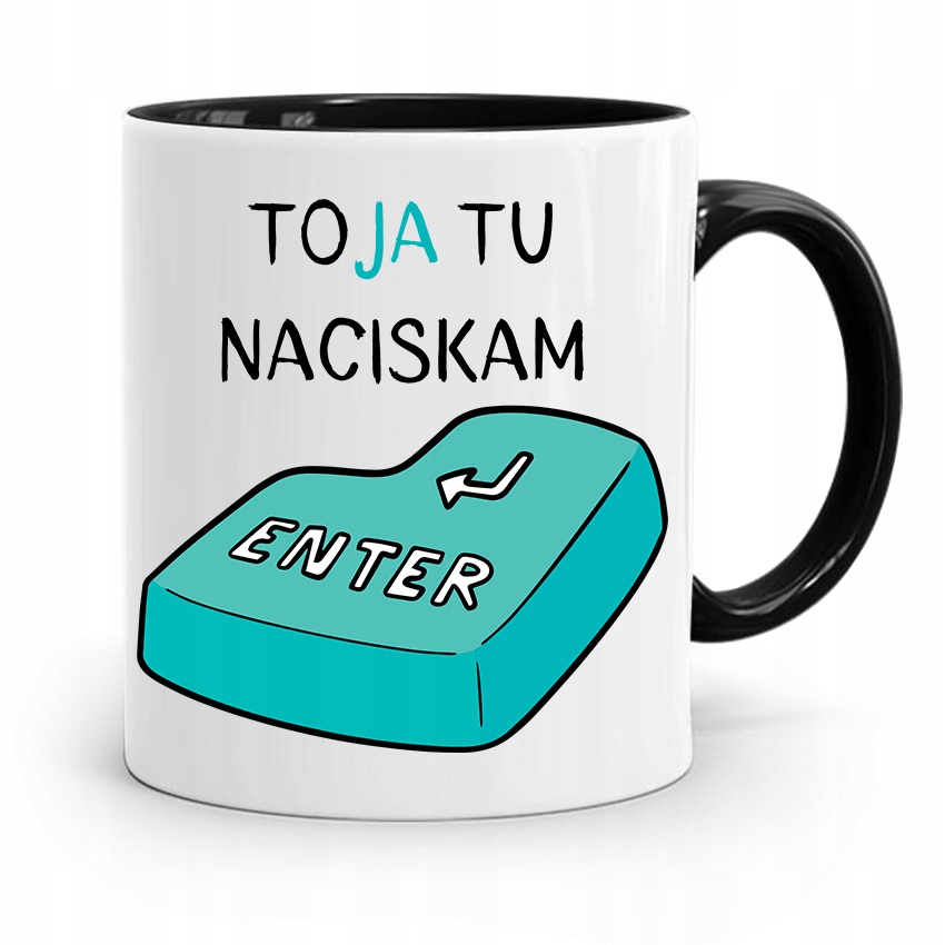 Kubek Czarny Informatyka Programisty Enter Z Nadrukiem Ze Zdjęciem