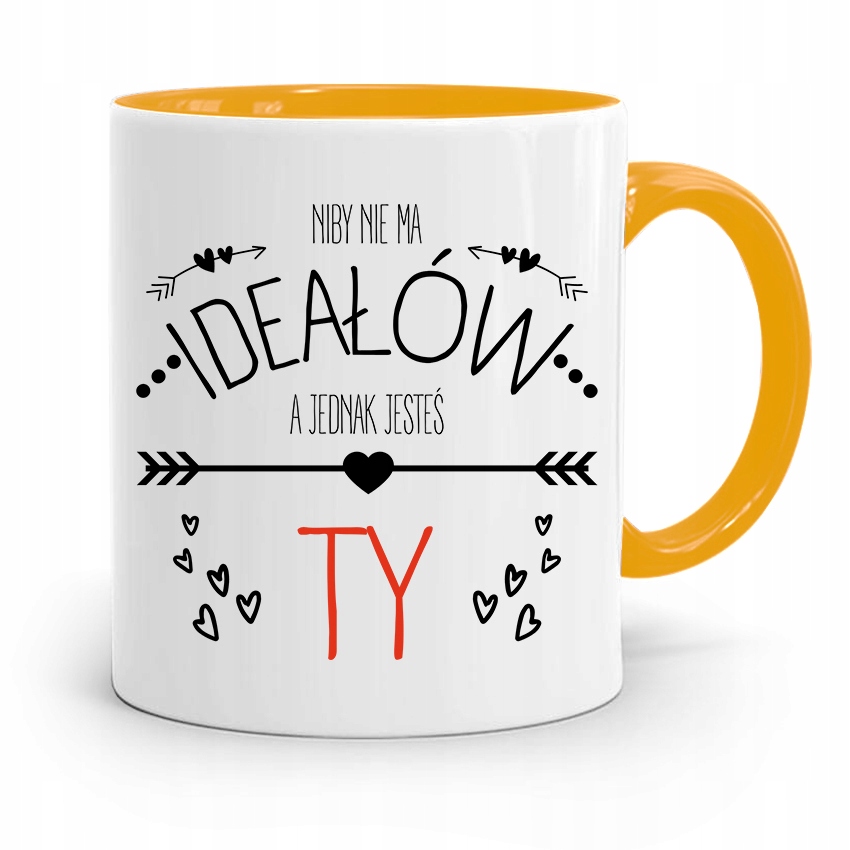 Kubek Żółty Dla Dziewczyny Niby Nie Ma Ideałów Z Nadrukiem Ze Zdjęciem