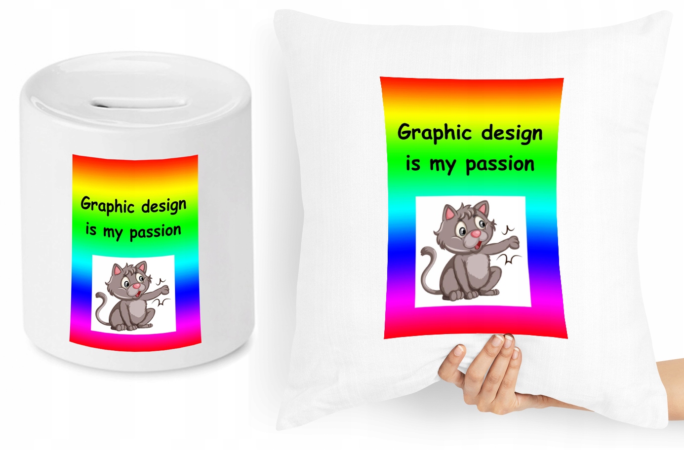 Dla Grafika Zestaw Poduszka + Skarbonka Prezent Z Nadrukiem Ze Zdjęciem