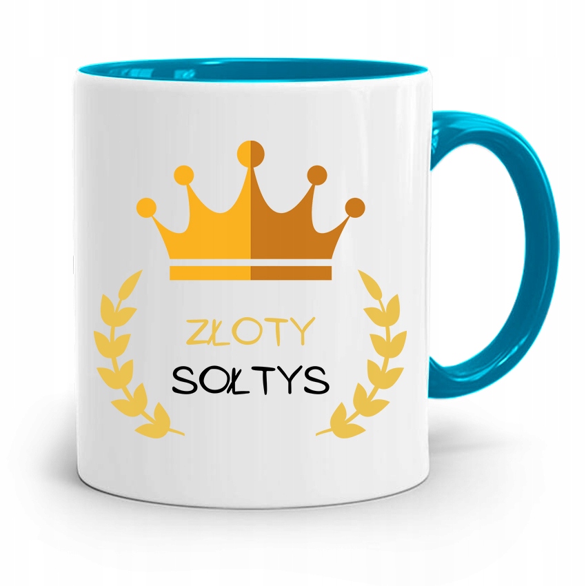 Dla Sołtysa Kubek Błękitny Złoty Sołtys Prezent Z Nadrukiem Ze Zdjęciem