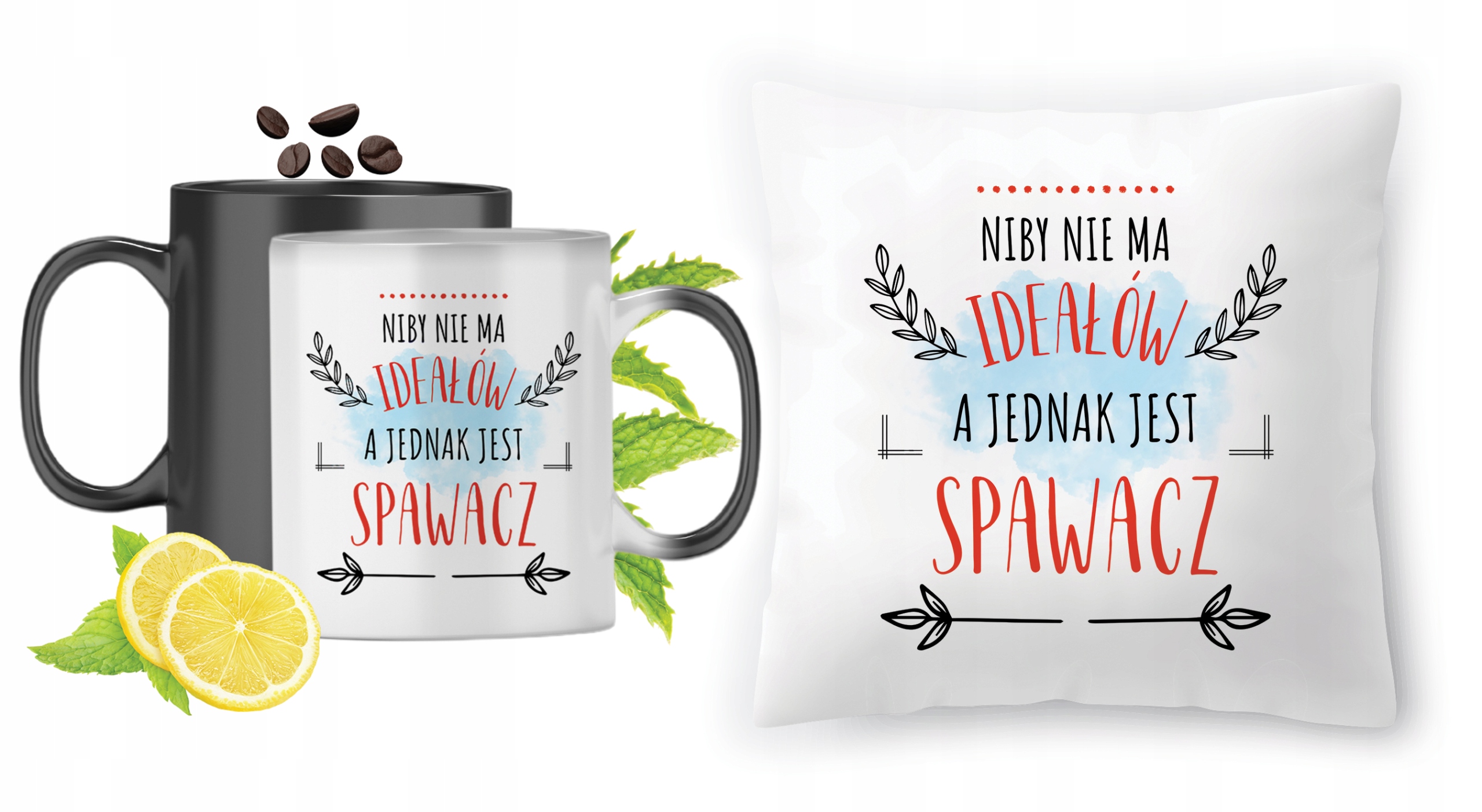 Dla Spawacza Zestaw Kubek Magiczny + Poduszka Z Nadrukiem Ze Zdjęciem