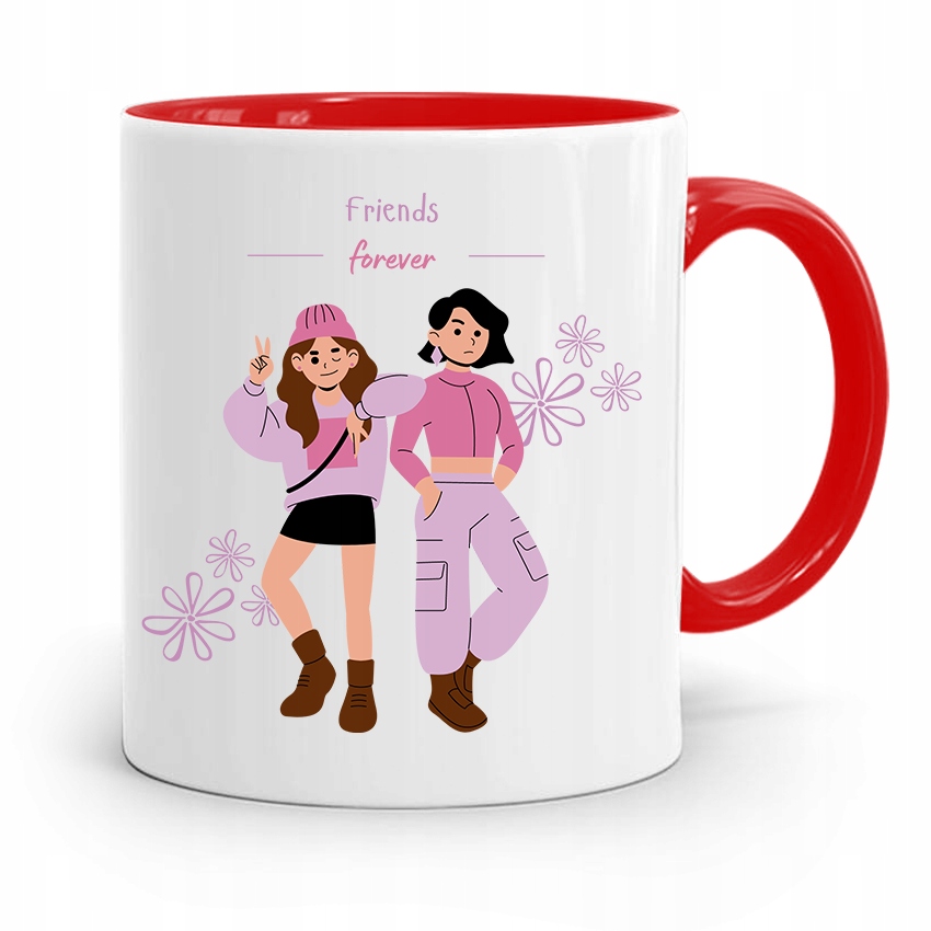 Kubek Czerwony Przyjaciela Friends Forever Prezent Z Nadrukiem Ze Zdjęciem