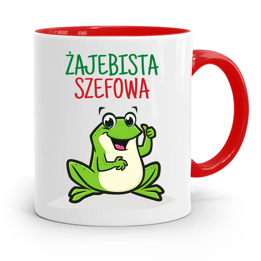 Kubek Czerwony Dla Szefowej Żajebista Szefowa Z Nadrukiem Ze Zdjęciem