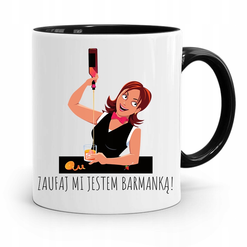 Kubek Czarny Barmana Zaufaj Mi Jestem Barmanką! Z Nadrukiem Ze Zdjęciem