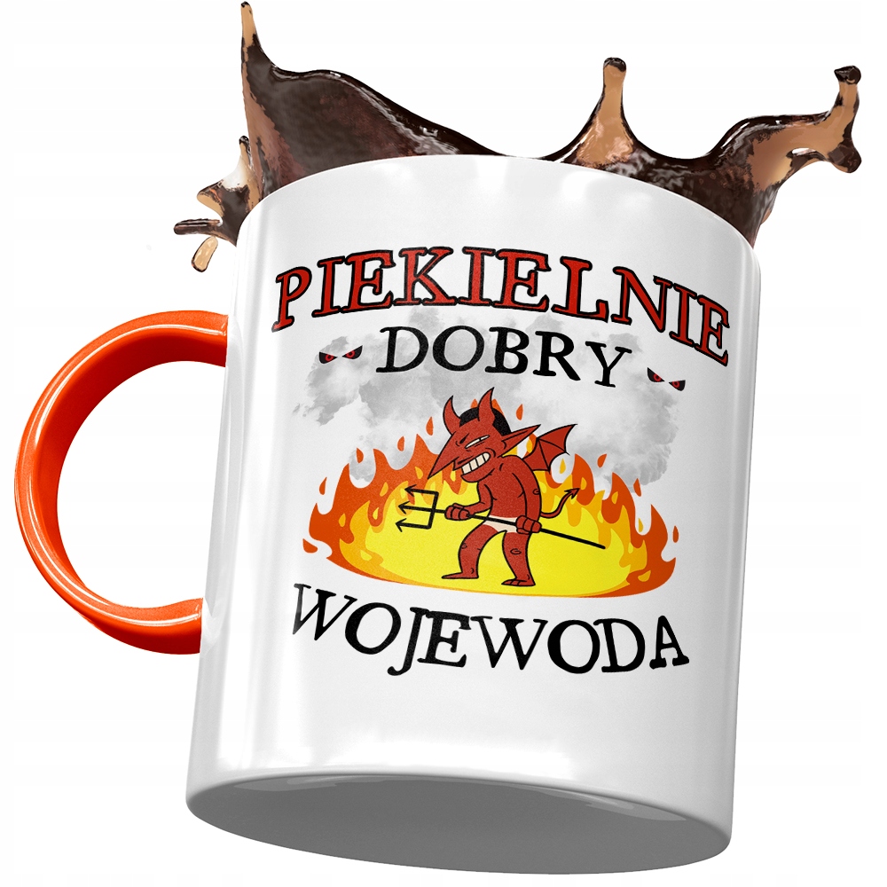 Kubek Pomarańczowy Dla Wojewody Piekielnie Dobry Z Nadrukiem Ze Zdjęciem