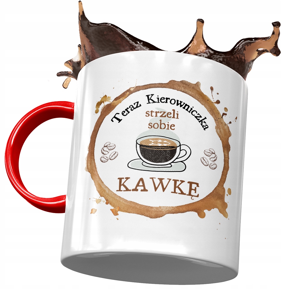 Kubek Czerwony Dla Kierowniczki Strzeli Kawkę Z Nadrukiem Ze Zdjęciem