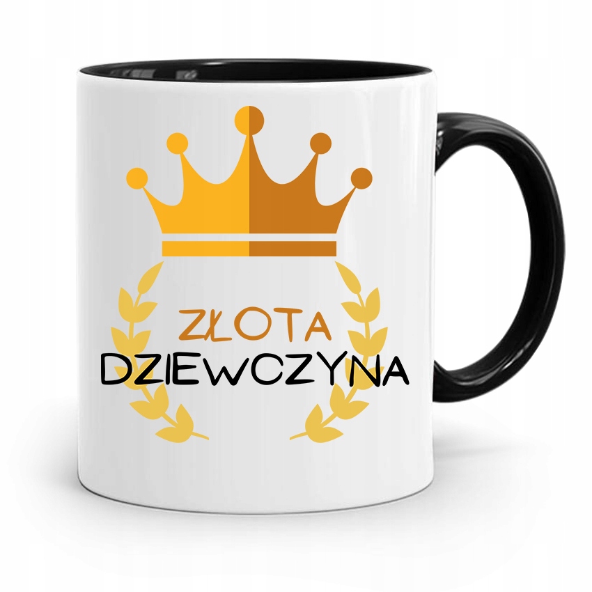 Kubek Czarny Dla Dziewczyny Złota Dziewczyna Z Nadrukiem Ze Zdjęciem