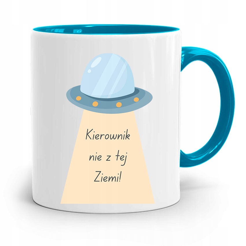 Kubek Błękitny Dla Kierownika Nie Z Tej Ziemi Z Nadrukiem Ze Zdjęciem