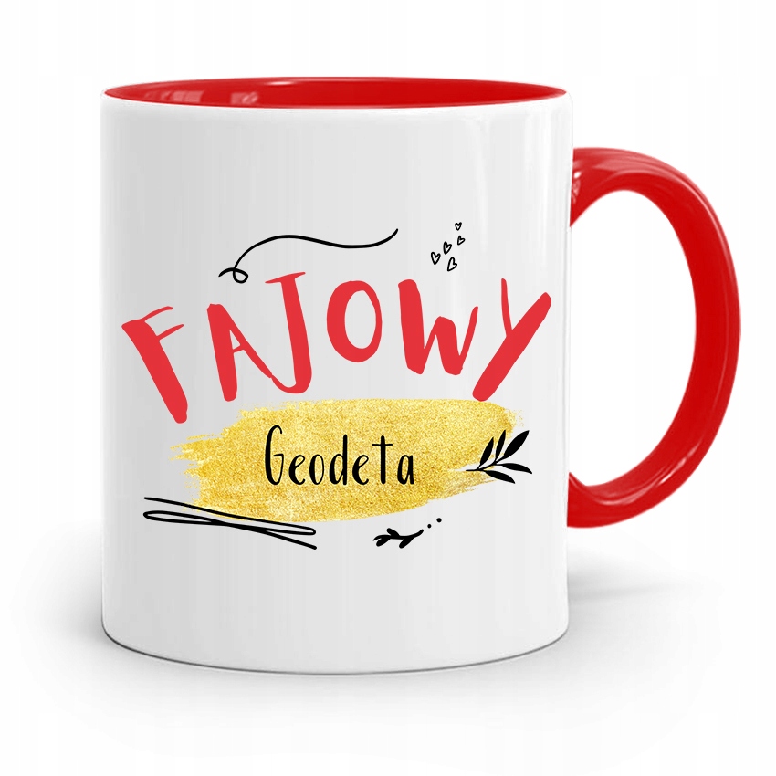 Kubek Czerwony Dla Geodety Fajowy Geodeta Prezent Z Nadrukiem Ze Zdjęciem